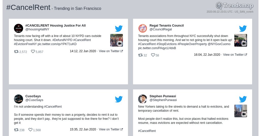 TrendsSF's tweet photo. #cancelrent is now trending in #SF

https://t.co/TRm2nEk83M https://t.co/7nydLjBjDn