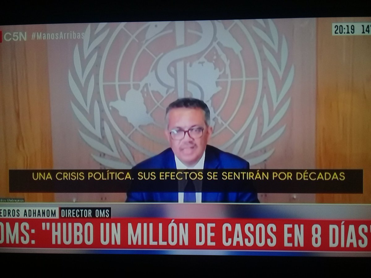 ValeTheGinger's tweet photo. La OMS dice que al inicio de la pandemia tardaron 3 meses en llegar al millón de infectados y ahora sumaron 1 millón en 8 días!!
#QuedateEnCasa #CuidateMas
@Gatosylvestre @C5N @PedroBriegerOk https://t.co/vibxLlg17c