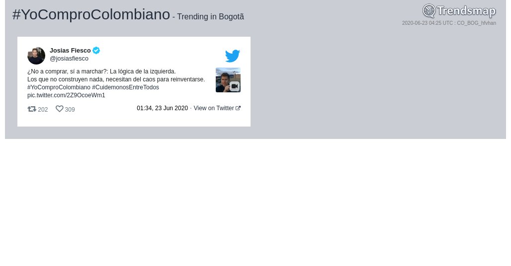 #yocomprocolombiano es ahora una tendencia en #Bogotã

trendsmap.com/r/CO_BOG_hfvhan