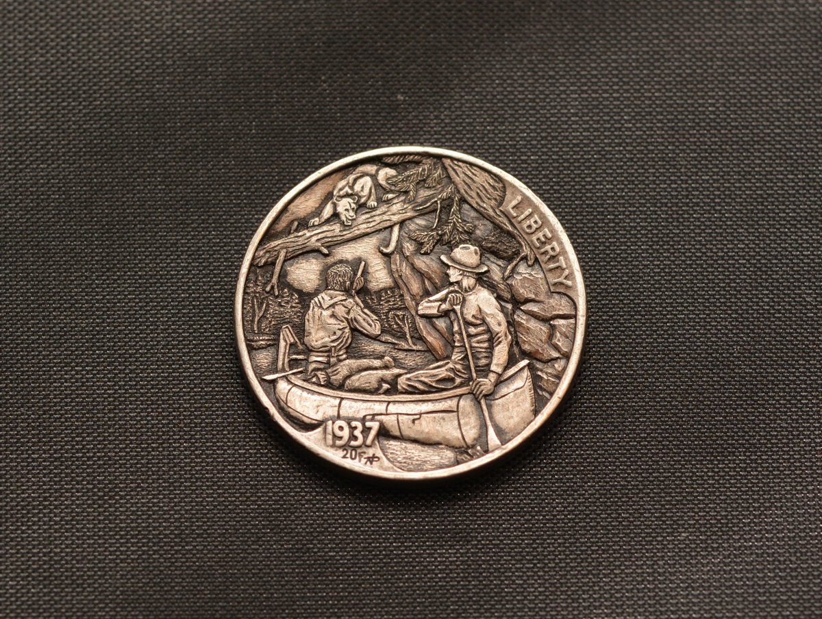 nari_palsis's tweet photo. #HoboNickel #hunting #hunter #coin #coins #handengraved #handengraving #engraving #engraved #buffalonickel #narimantaspalsis #nari #coinart #cougar #canoe 
Last day on #ebay #auction 
https://t.co/82BseSPVU4 https://t.co/qMZT6bI0Ce