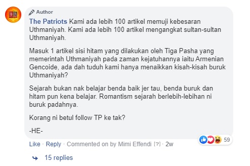 Akibat kami menaikkan mengenai sejarah buruk dan gelap Uthmaniyah, maka seperti mana golongan dalam Bangsar Bubble semalam, habis kami kena kecam sebab mereka mahu kekal dalam romantisme sejarah berlebih-lebihan.