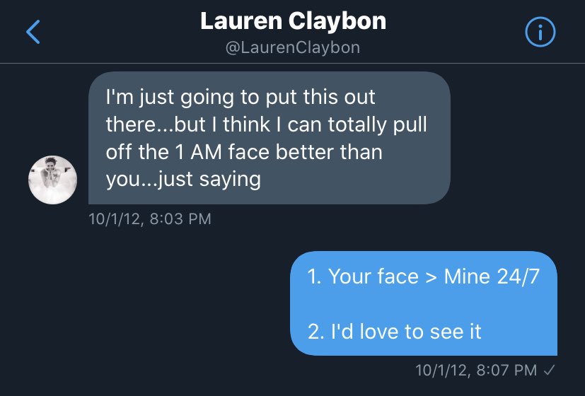 At the time she was producing at SPEED Channel (RIP) in Charlotte and while flirtatious on the TL neither of us had made overt moves...but late on the 1st (twitter changes the timezone apparently) this clunky exchange that we’re now laughing about bc these kids were cringe.
