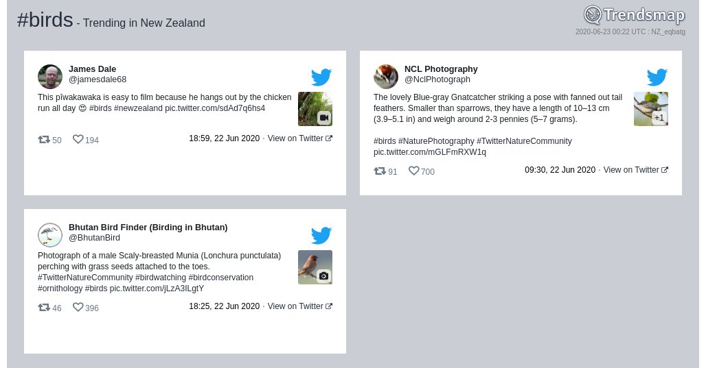 #birds is now trending in New Zealand

trendsmap.com/r/NZ_eqbatg