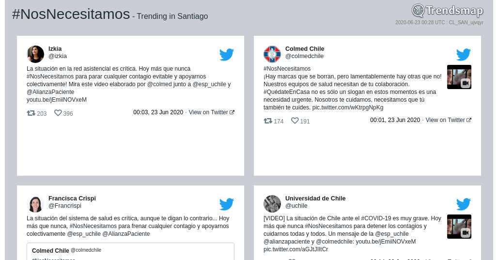 #nosnecesitamos es ahora una tendencia en #Santiago

trendsmap.com/r/CL_SAN_ujvqyr
