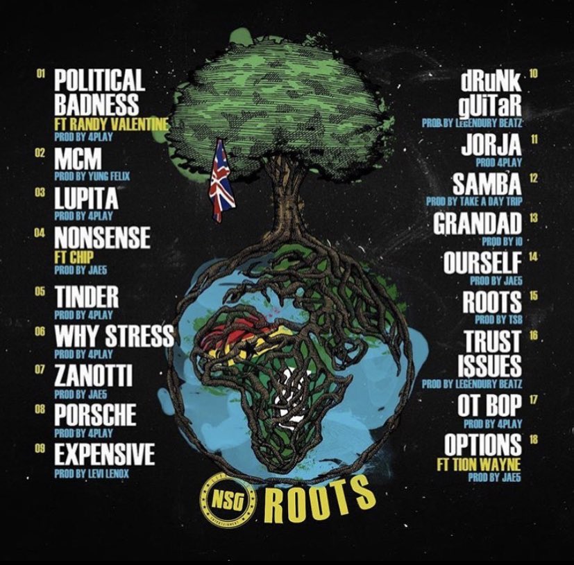  @NSG, one of the UK’s waviest group, just dropped  #ROOTS, a top contender for project of the year This half-Ghanaian & half-Nigerian group creates vibes for their fans through their personality + production choice + catchy hooks & witty lyrics