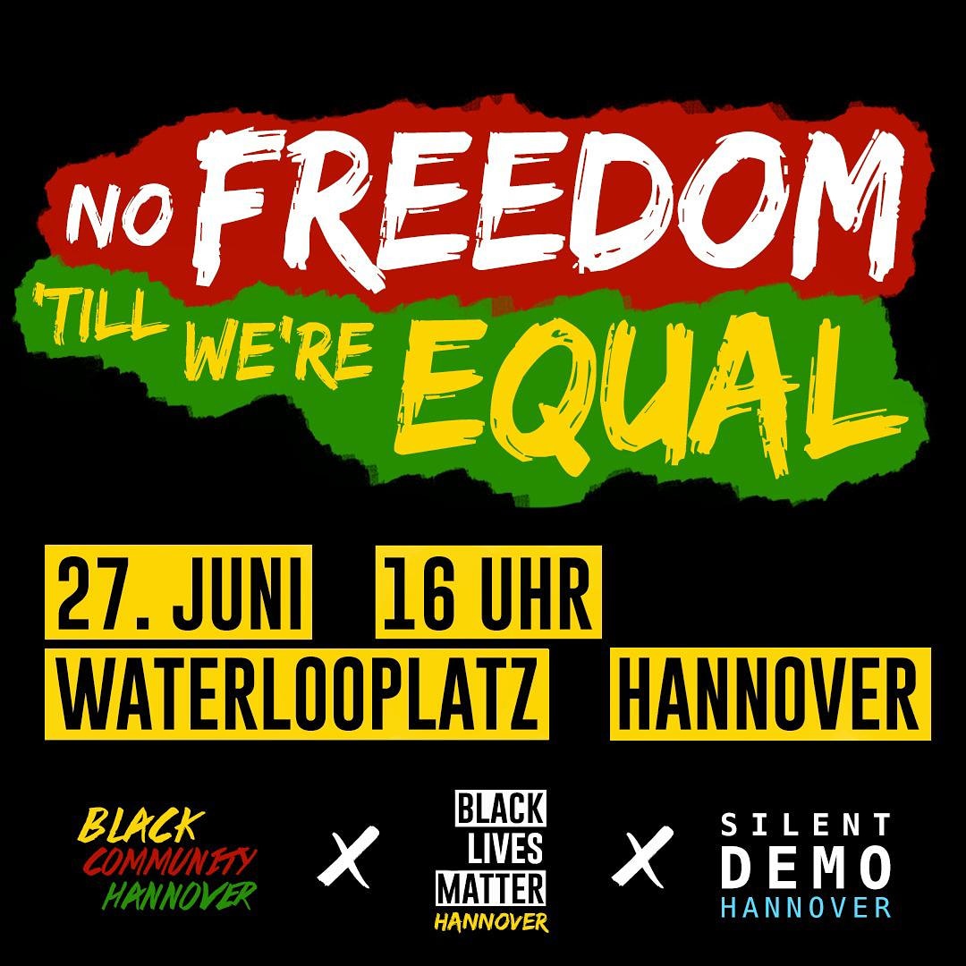 BLMHannover's tweet photo. Wir sehen uns auf der Straße!
#nofreedom #blacklivesmatter https://t.co/IFtu4pdYqE