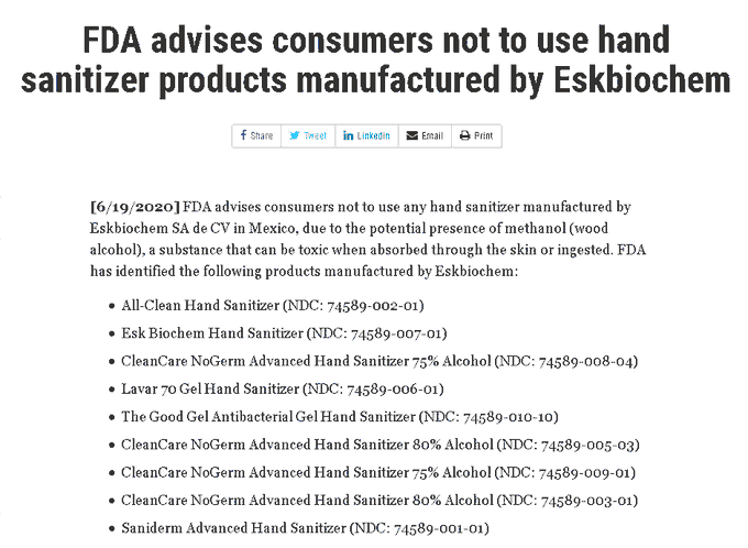Just a heads up to everyone check your hand sanitizer just to play it safe.  https://t.co/8MqX0Xjsed