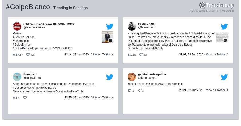#golpeblanco es ahora una tendencia en #Santiago

trendsmap.com/r/CL_SAN_wynpkn
