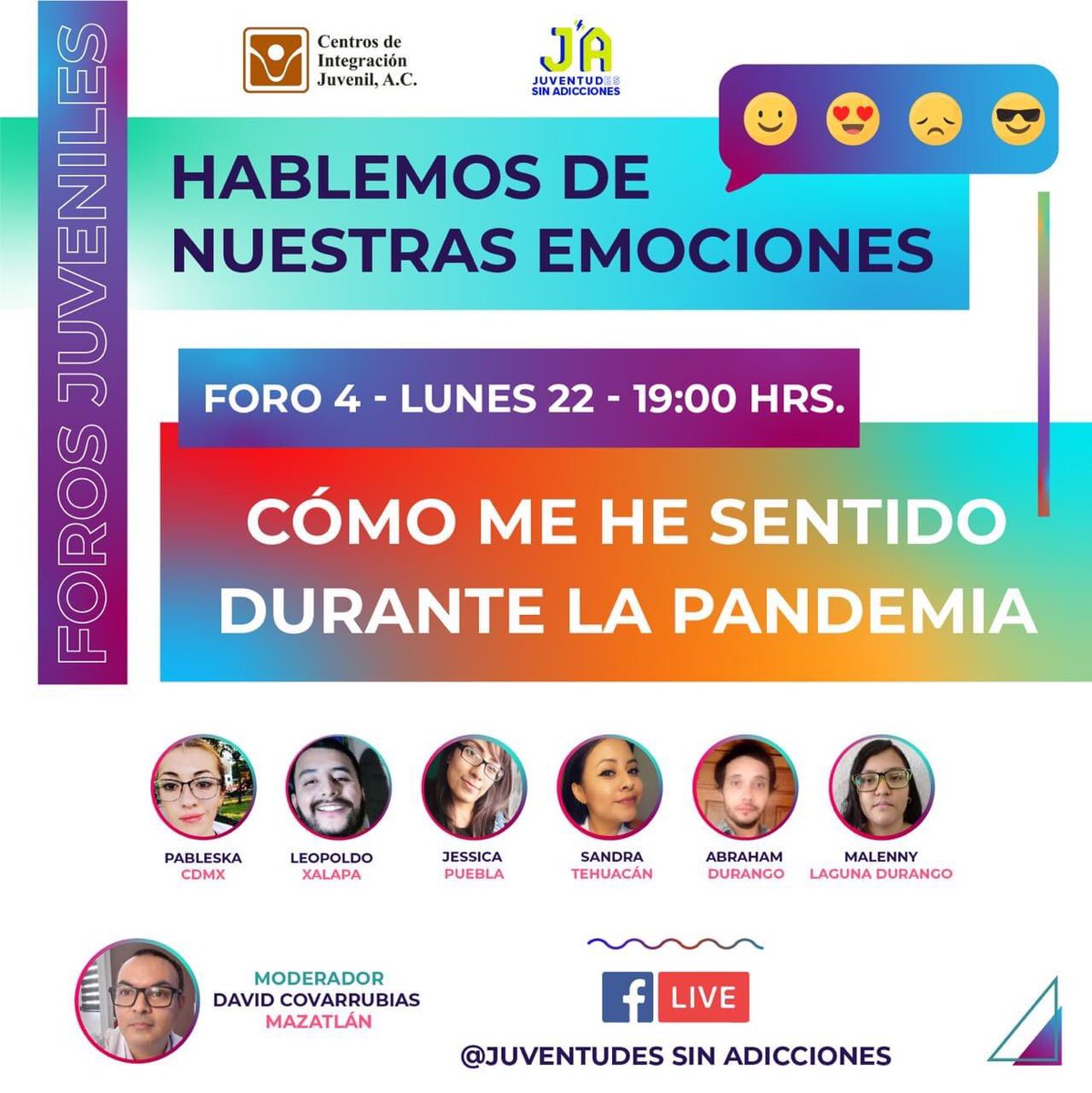 CIJ_Adicciones's tweet photo. 🔴 #Hoy | La directora de #CIJ, Dra. Carmen Fernández, dio un mensaje de bienvenida para celebrar la semana de #ForosJuveniles 🙋🏼‍♂️🙋🏻🙋🏽‍♀️, en el marco del “Día Internacional de la Lucha contra el Uso Indebido y el Tráfico Ilícito de Drogas”. 
#HablemosDeEmociones
#ForosJuvenilesCIJ https://t.co/vfZVKcfPYG
