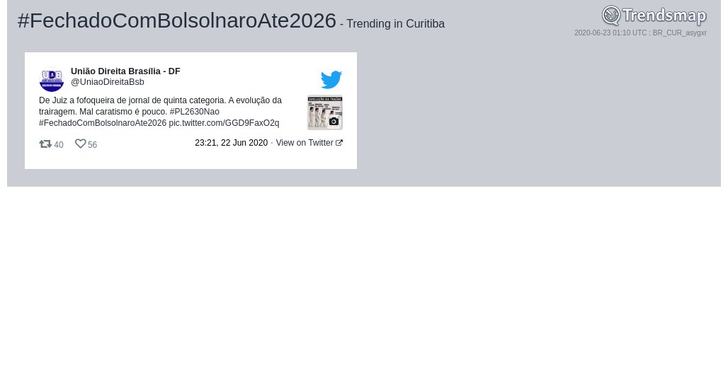 TrendsCuritiba's tweet photo. #fechadocombolsolnaroate2026 é tendência em #Curitiba

https://t.co/oGTxNGH8pH https://t.co/mbHkC2OV3z