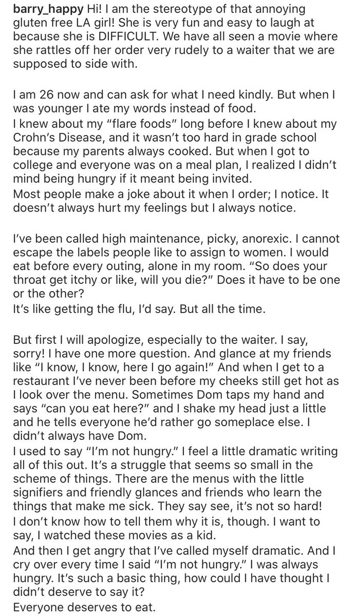 patchworkfemme's tweet photo. Here is another reason why you should keep your “you’re in your 20’s and only order chicken fingers????? grow up” comments to yourself. Credit to Shannon (@barry_happy) as this was taken from her instagram. https://t.co/s9LxrDM0kf
