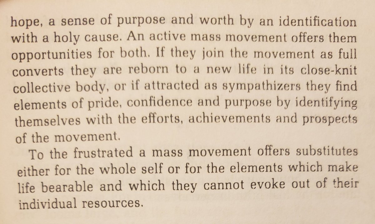 A tweet I saw today, followed by some screenshots from Eric Hoffer's "The True Believer" (1951):