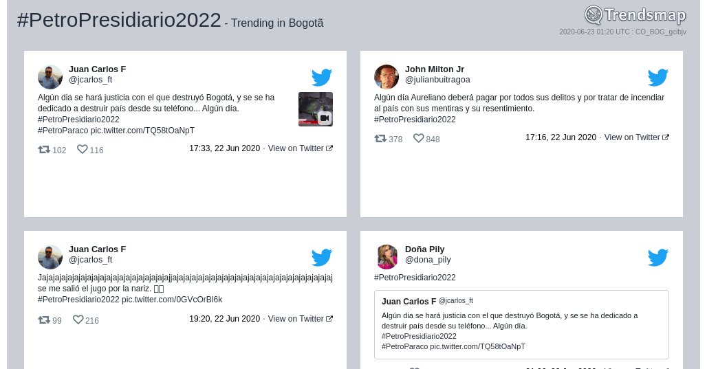 #petropresidiario2022 es ahora una tendencia en #Bogotã

trendsmap.com/r/CO_BOG_gcibjv
