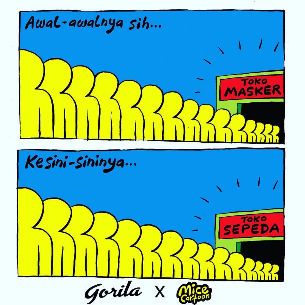 Masker dan Sepeda. Karya Mice Cartoon