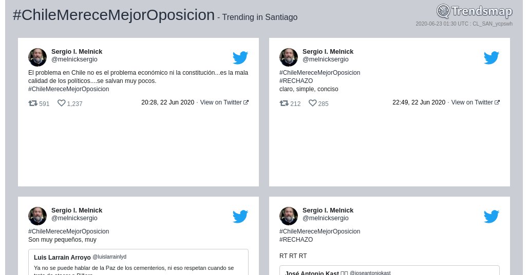 #chilemerecemejoroposicion es ahora una tendencia en #Santiago

trendsmap.com/r/CL_SAN_ycpswh