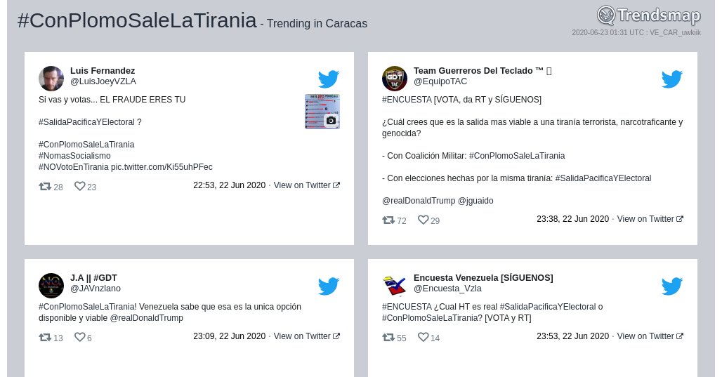 #conplomosalelatirania es ahora una tendencia en #Caracas

trendsmap.com/r/VE_CAR_uwkiik