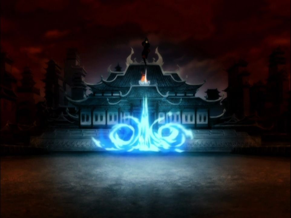 Many benders are shown as having their fire fueled by emotions like anger, but Azula doesn’t need that unlike Zuko. Her bending comes straight from the source, the stomach, where the chakra of Fire is. Even when fighting in the Agni Kai her fire remains blue,