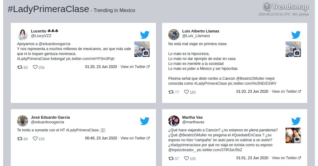 #ladyprimeraclase es ahora una tendencia en Mexico

trendsmap.com/r/MX_jwohya