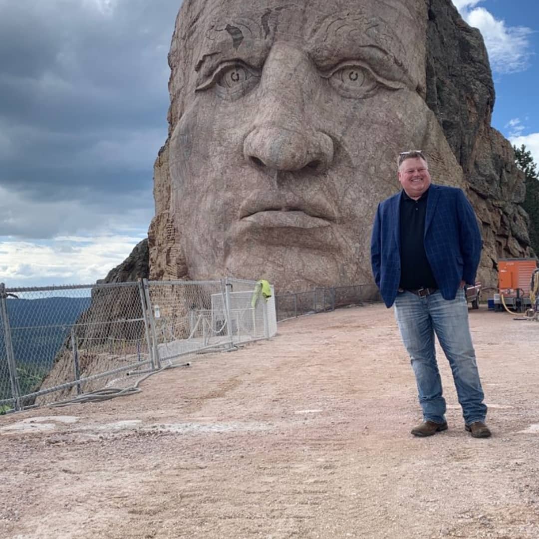 KeithHurst18's tweet photo. Got a personal up close tour of Crazy Horse by the sculpture's daughter/CEO today. Very impressive as is. I can't imagine what it will look like when it's finished 🤠 https://t.co/cfy5uBCPzT