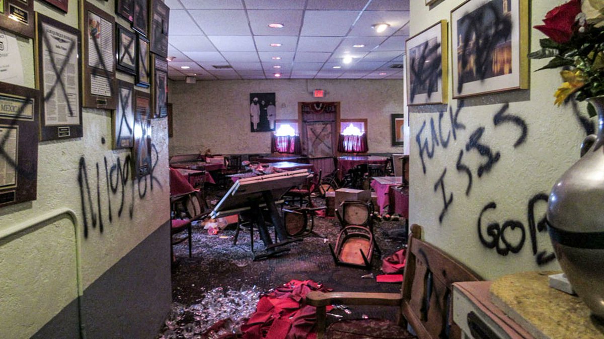 Racists trashed a Sikh-owned Indian restaurant in Santa Fe, NM, scrawling hate speech like "F*CK ISIS" and "I HATE SAND N*****S"It just breaks your heart. Immigrants come with dreams in their hearts. They work so hard. And this is how they're treated. It's just not right.