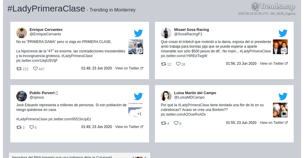 #ladyprimeraclase es ahora una tendencia en #Monterrey

trendsmap.com/r/MX_MON_fzgpmq