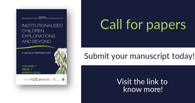 Contribute your research to the journal, ‘Institutionalised Children Explorations and Beyond’, a refereed bi-annual international academic journal. For more details and to submit your manuscript, visit https://t.co/9qc2HwQKNf #SAGEJournals #ICBjournal #callforpapers @udayancare https://t.co/OTyh6P0NXZ