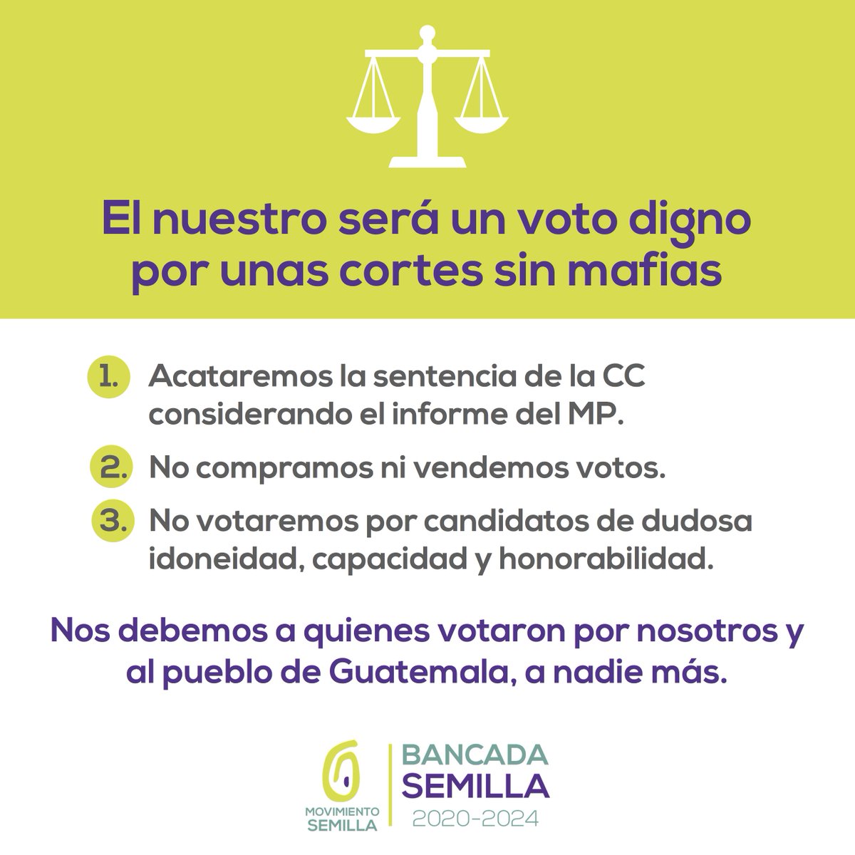 Bancada Semilla En La Bancadasemilla Nos Debemos Exclusivamente Al Pueblo De Guatemala Y A Nuestros Electores Nuestros Votos Seran En Favor De Un Sistema De Justicia Libre De Mafias Y Bancada Semilla En La Bancadasemilla Nos Debemos Exclusivamente Al Pueblo De Guatemala Y A Nuestros Electores Nuestros Votos Seran En Favor De Un Sistema De Justicia Libre De Mafias Y