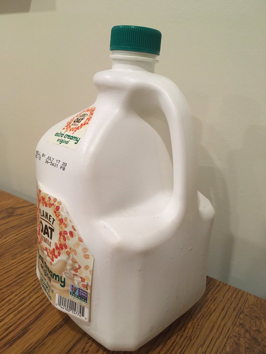 snmalkowski's tweet photo. @Planet_Oat My oatmilk from costco is fizzy (bloated container) and smells sour even though it’s a newer purchase. Definitely went bad but way quicker than any other non-dairy milk. What gives? https://t.co/jSFlPXF8LT