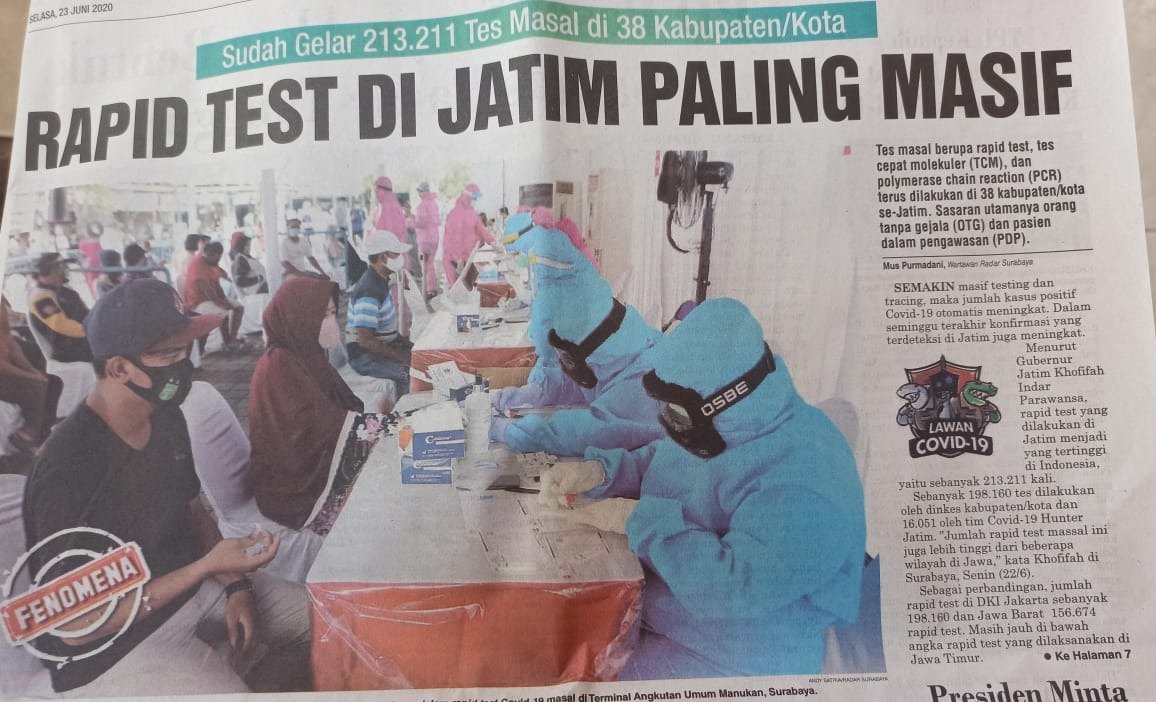 EmilDardak's tweet photo. Walau angka ini turut terdongkrak rapid test di penyeberangan Ketapang-Gilimanuk &amp; upaya masif di Surabaya, tapi Pemprov Jatim juga sudah mendistribusikan kurang lebih 100 ribu rapid test ke berbagai daerah di Jatim https://t.co/Ly7BK1KtC6
