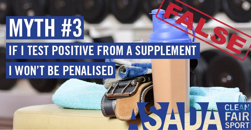 Athletes are ultimately responsible for any substance found in their body, regardless of how it got there. For more ⏩ asada.gov.au/news/blog-disp… 
#cleansport #ourcommitment