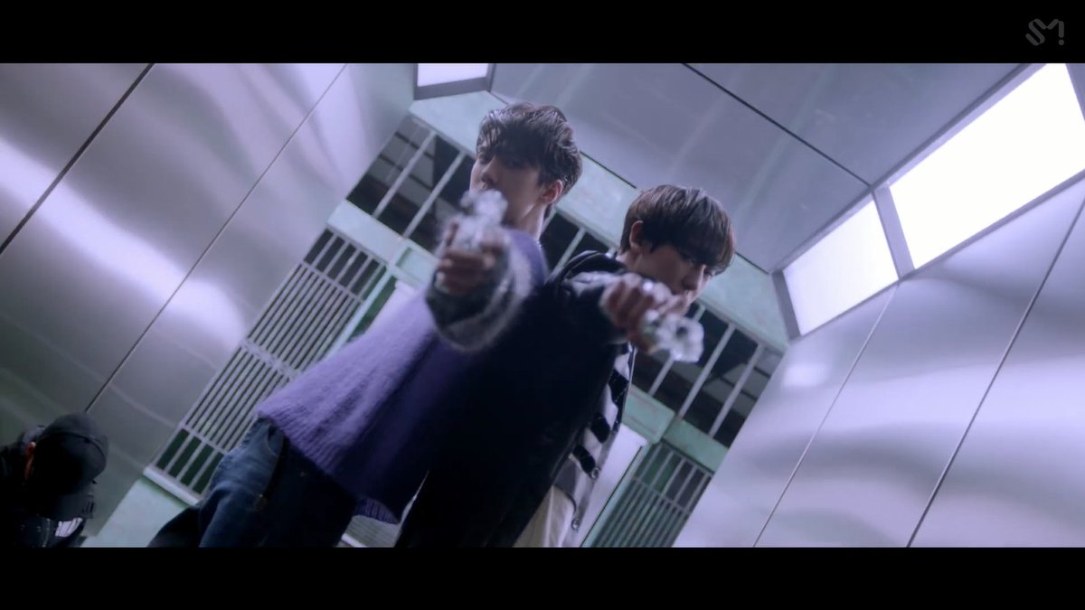 This scene, X-Sehun and X-Chanyeol pointed at each other, to show that they 'seem to suspect each other also' (the way the rest of the EXO members started to suspect each other). But in fact, they trust each other because they know they're the clones.  #EXO  @weareoneEXO