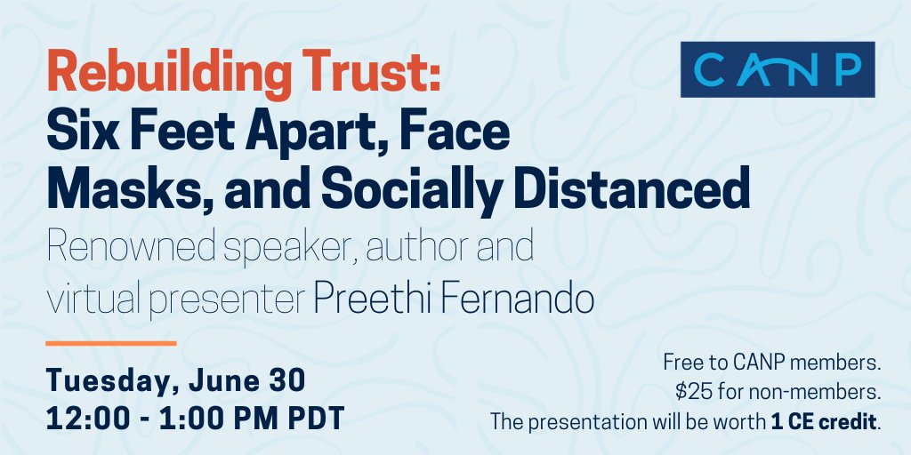 CaliforniaNP's tweet photo. What does “a mask masks trust” mean? Preethi Fernando will deliver a powerful presentation and offers practical tips to minimizing stress while building trust while wearing masks and being socially distanced. Register today → https://t.co/jstxWEACNo
#CANPsLead #NPsLead #NP https://t.co/DSMwG80JmR