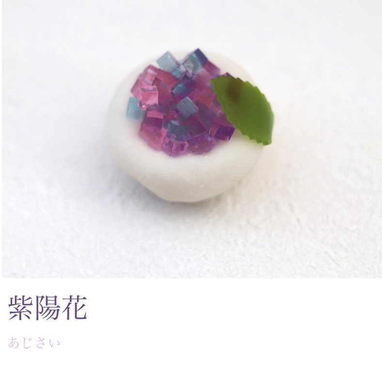 御菓子司 扇屋 季節の上生菓子 あじさい 今年は 紫陽花のお菓子は 色々な姿で表し まさに 七変化 と言う異名がぴったりでした 通勤途中に紫陽花の花に目を向けると 同じような色合いのものはなく 雨の日でも景色を見ることがとても楽しく思え