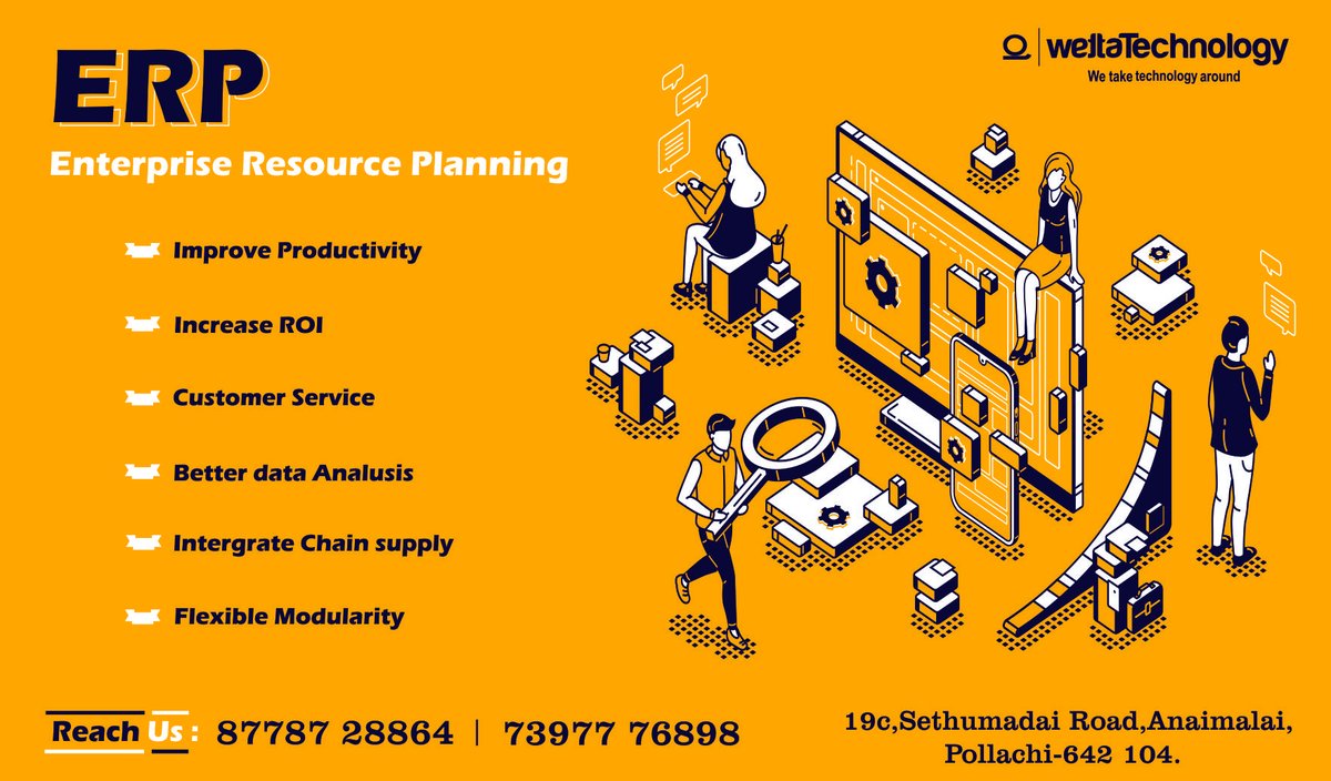 WettaTechnology's tweet image. ERP is process management software that allows an organization to use a system of integrated applications to manage the business and automate many back office functions related to technology, services and human resources. 

Contact us : 87787 28864 (or) 73977 76898