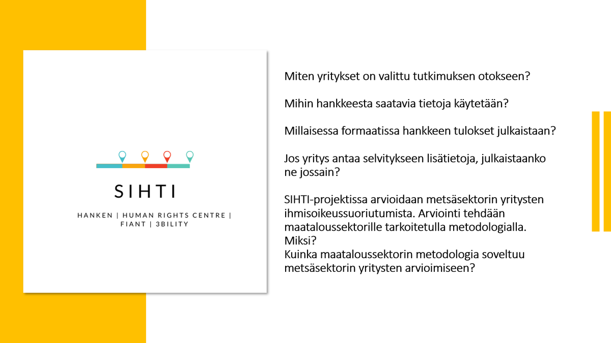 #sihti nettisivuillamme on nyt FAQ-osio, joka sisältää webinaarin aikana kysytyt sekä sähköpostin kautta lähetetyt kysymykset projektista. Nyt tiedät kaiken <a href="/ProjectSihti/">SIHTI -project</a>'stä! #transparency
👉bit.ly/315rpb2
#tietokäyttöön #ihmisoikeudet