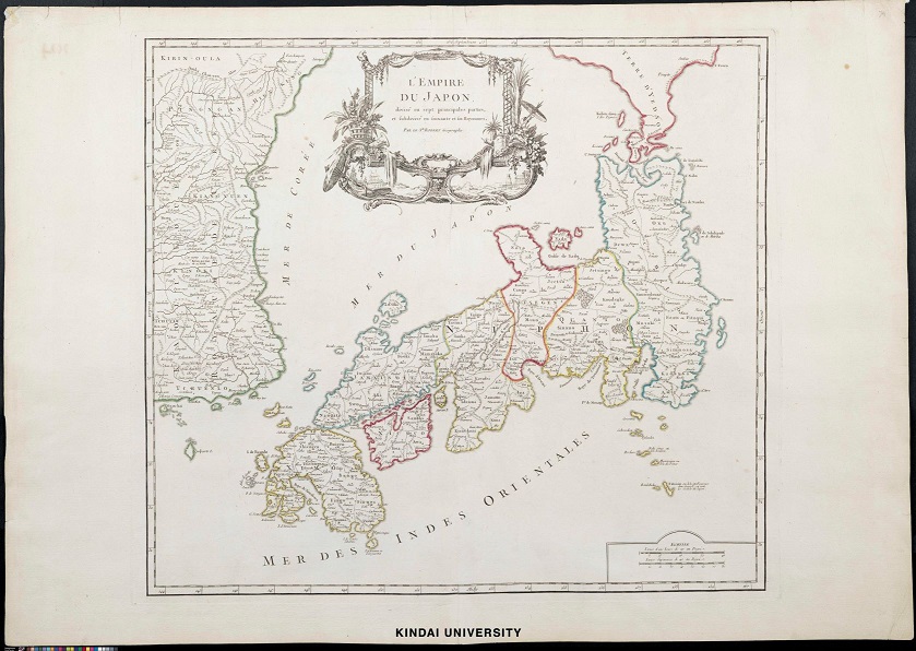近畿大学中央図書館 Ar Twitter 近畿大学貴重資料デジタルアーカイブ 公開資料 18世紀半ばフランスの地図 製作者ロベールの 日本図 は 日本と韓国の多数の地名が記された地図 本図は1792年以降にデラマルシェにより出版されたもので カルトゥーシュの中に1750