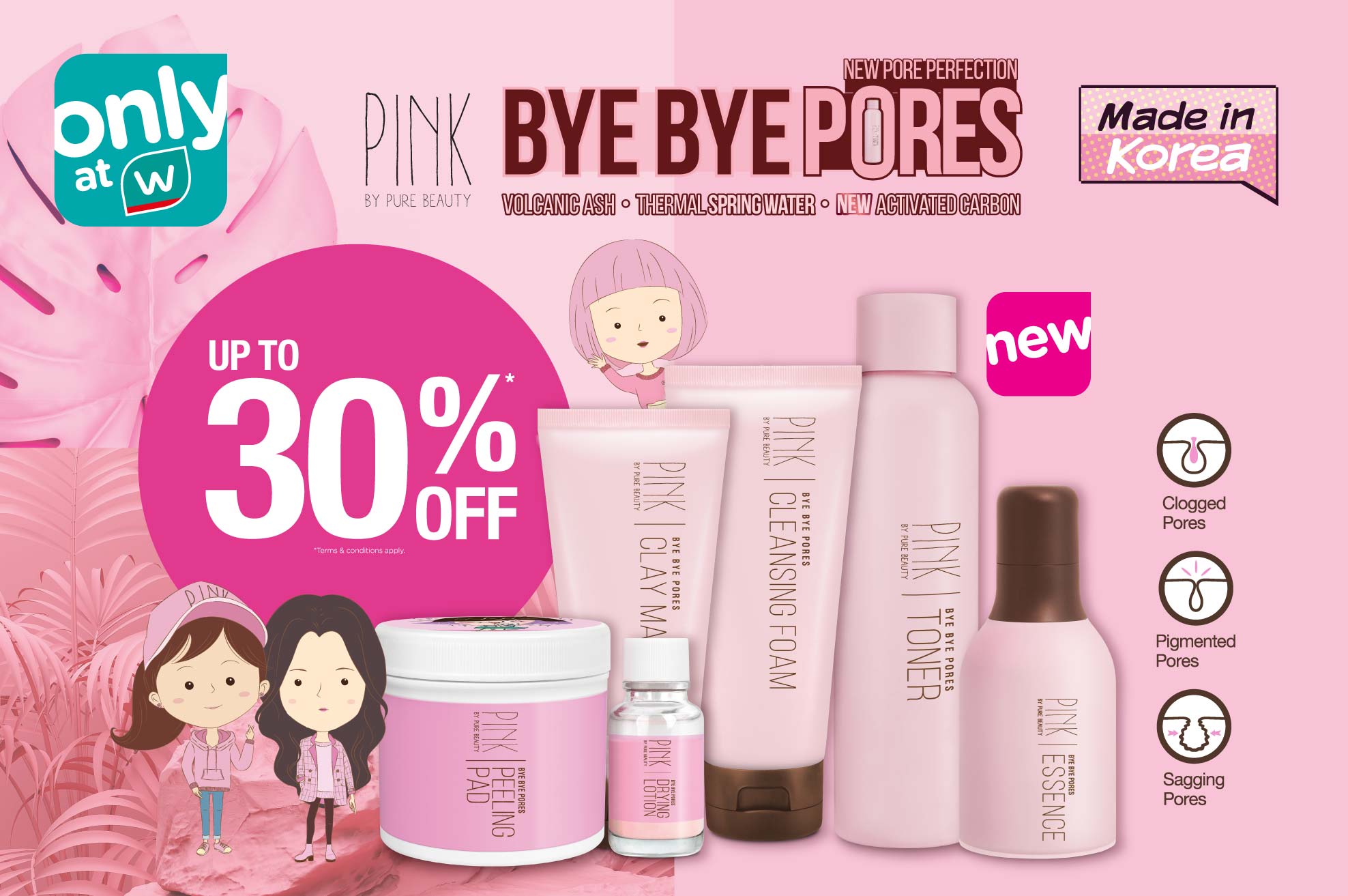 PINK BY PURE BEAUTY BYE BYE PORES Toner / Clay Mask / Cleansing