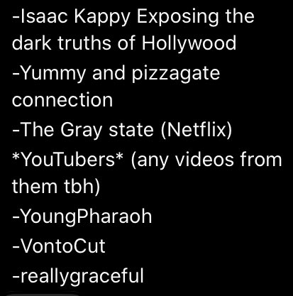 Some research to do Idk if many of yall heard of this before, but there’s an ongoing ‘conspiracy theory’ abt pizza gate, which Justin Bieber tried to expose. Watchc these (they’re shadowbanned)..