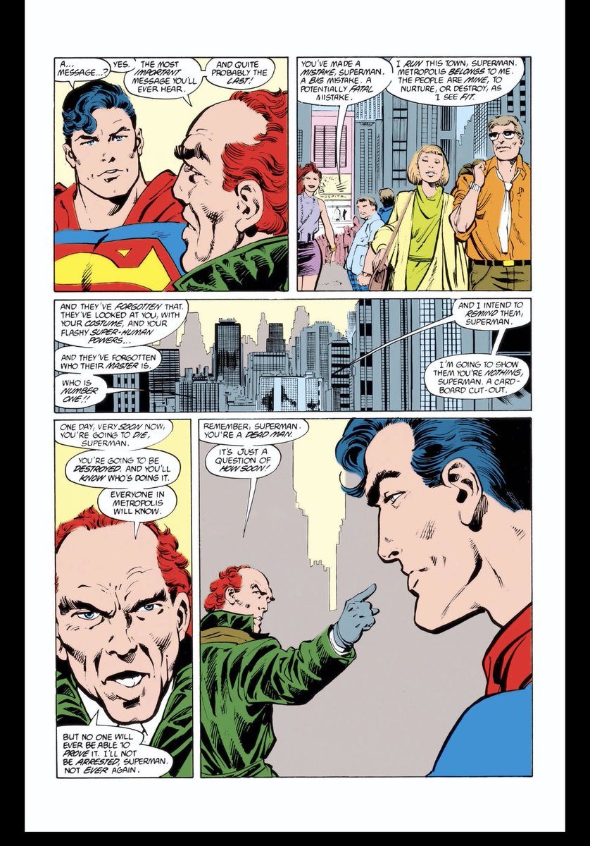 I love this simple emotional root of Lex’s hatred for Superman: humiliation. Lex was happy to have Superman in Metropolis if he worked for him. Instead Superman had him arrested. It’s not about alien panic, or Lex wanting to save mankind, or about losing hair. It’s just HATE.