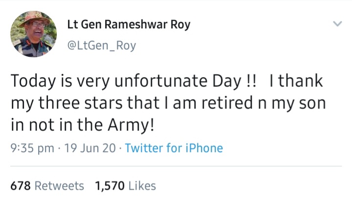 22)There will be many more who will give their blood to defend the nation. Army as an Institution is not dependent on the Roy's instead this 3 star was given by the same organization where your brave son cannot go. Thankfully Army doesn't need sophisticated Tej Yadavs dal wala
