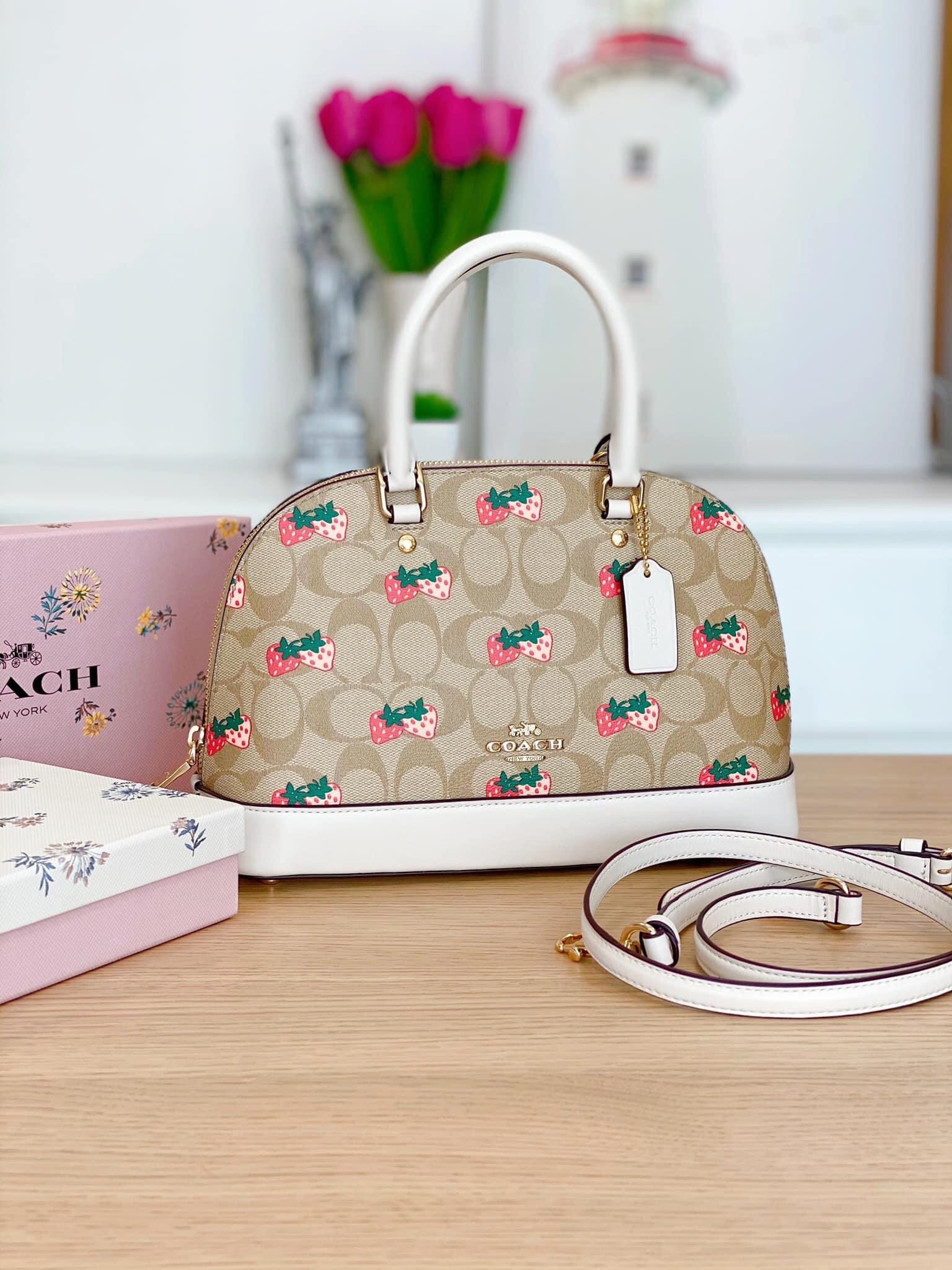 Coach Mini Sierra Satchel in Signature Canvas with Strawberry