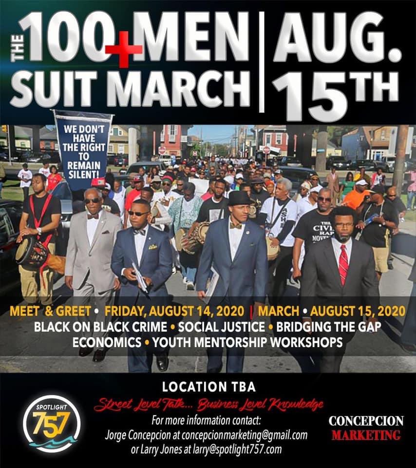 thehatman757's tweet photo. CONCEPCION MARKETING PRESENTS “THE 100 MEN+SUIT MARCH” AUGUST 15TH LOCATION TOO BE ANNOUNCED KEEP POSTED FOR FURTHER DETAILS!!!!!! FOR MORE INFORMATION CONTACT: Jorge Concepcion OR @ghettogovner AT concepcionmarketing@gmail.com OR LARRY JONES AT larry@spotlight757.com https://t.co/CgwkOFcQZp