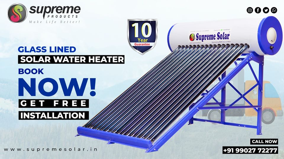 ProductsSupreme's tweet photo. Utilize the solar energy,wipe out your Electricity bill with Supreme Glassline Solar Water Heater and get 10 Years of guarantee.
#glassline #solar #renewableenergy #supremesolar
For more:
Contact: 9902772277, 9379661979
Email:enquiry@supremesolar.in
Visit:https://t.co/aRW9FhnuXk https://t.co/HYPqIwMk4S