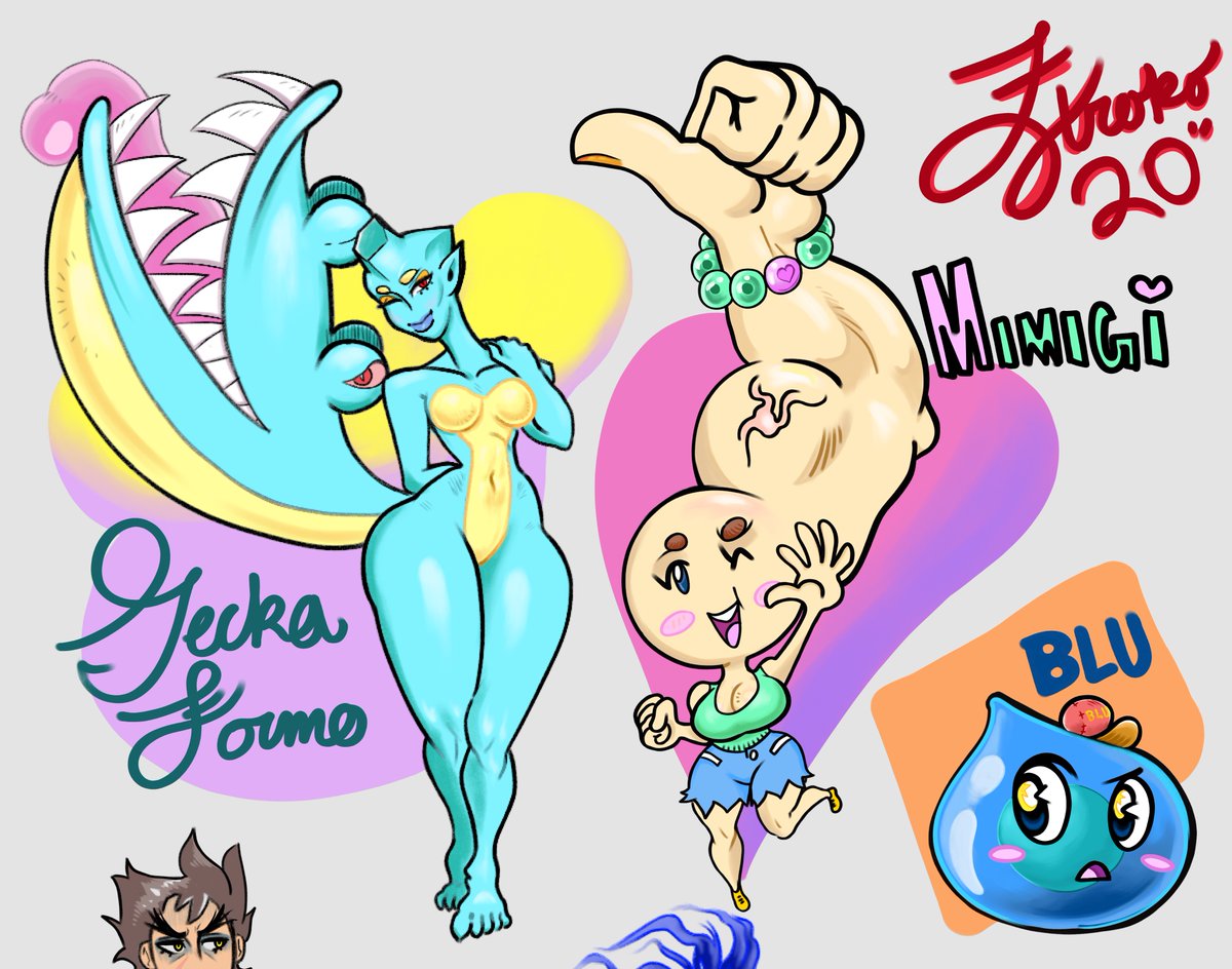 zthroko's tweet image. ULTIMATE KO ROSTER PT.1
roster page for some of my fighting game characters!
#zthroko #thic #digitalart #OC #fightinggames #smashbros #UltimateKO #furry #streetfighter #Tekken #monstergirls #slime #firebender #dragon #splice #conceptart