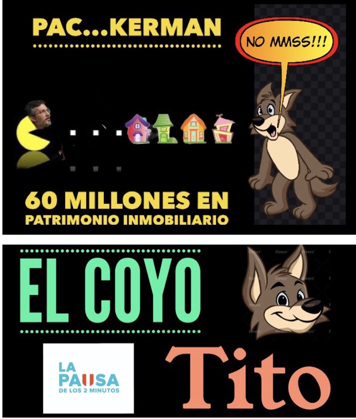 LaPausa2mins's tweet photo. El CoyoTito presenta en su cartΓ³n el juego de moda de la #4T, no es Pacman, es #Packerman!!! Donde la idea es hacerse de las mayor cantidad de casitas en el menor tiempo posible. #Ackerman https://t.co/CrFN0zKrcw