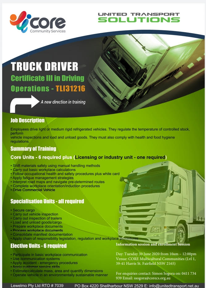 glapd_int's tweet photo. Would you like a Certificate III in Driving Operations ?
United Transport Solutions are offering a truck driving course.
Please see below for details.
#employment #TruckDriver #Sydney #GLAPD #COURSES https://t.co/3n9NtqHqn3