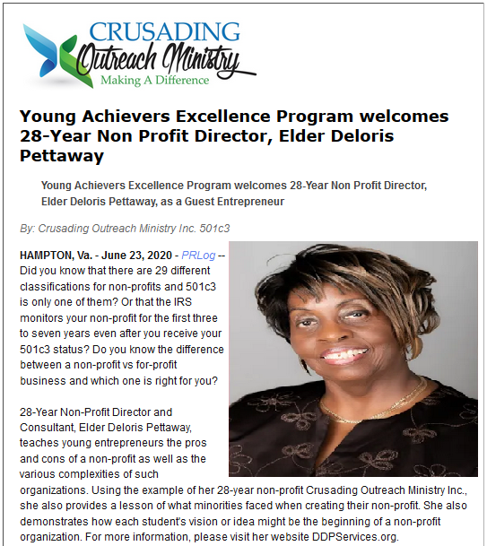 CrusadingOutrea's tweet photo. 🔊📣🎉Young Achievers Excellence Program welcomes 28-Year Non Profit Director, Elder Deloris Pettaway🔊📣🎉

👉https://t.co/JJykDnRJQ3👈

#CrusadingOutreach #ChooseHampton #CityOfHampton #757 #757Kids #757Parents #Youth #Kids #Education #Literacy #Entrepreneurship #Business https://t.co/fO0YIlzEXF