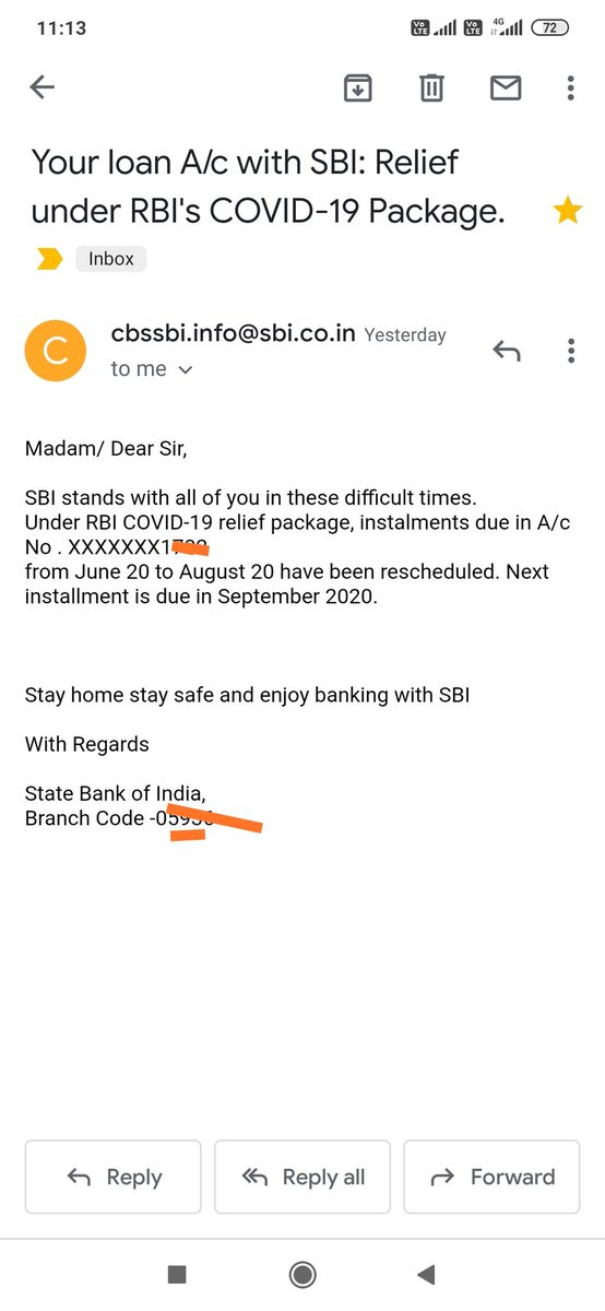 deepmca's tweet image. I didn&apos;t requested to reschedule the #LoanEMI(Relief under RBI&apos;s #COVID19 Package) @TheOfficialSBI has forcefully applied it to me. I will not pay single penny for extended month interest. DON&apos;T RESCHEDULE MY EMI @RBI @nsitharaman @nsitharamanoffc @PMOIndia @narendramodi @ANI