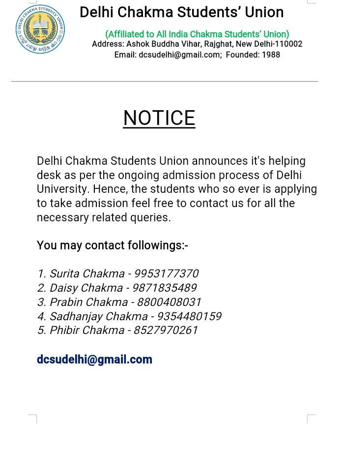 DCSUDelhi's tweet photo. For admission related queries in Delhi University. Students applying for admission may go through this. https://t.co/1tUggYI2Ya