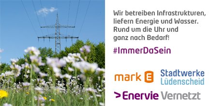 enerviegruppe's tweet photo. Ca. 6 Mrd. kWh fließen im Jahr über unser Stromnetz in die Haushalte/Betriebe der Region. Sicher und überdurchschnittlich zuverlässig. Wir sorgen vor, damit einfach „da sein“ jederzeit funktioniert. #Daseinsvorsorge #ImmerDaSein #Hagen #Lüdenscheid #MK https://t.co/GnCEZjEUto /kh https://t.co/OwdnxvgFdu